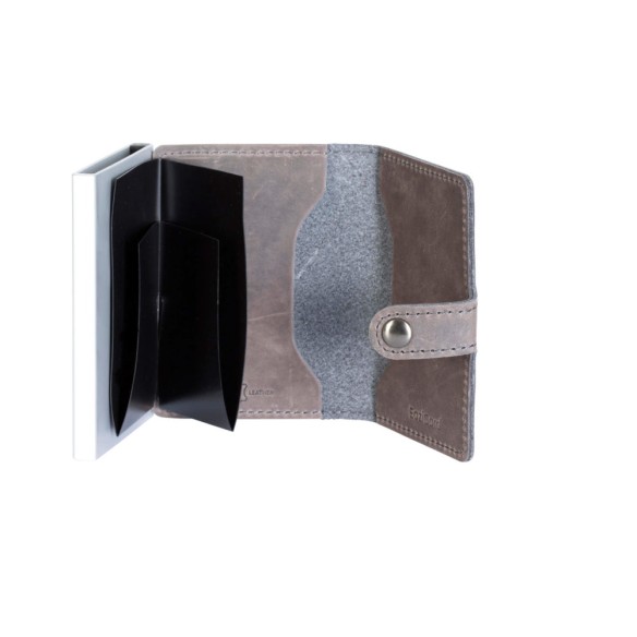 PORTA CARTE EAZICARD PELLE, Grey/Silver