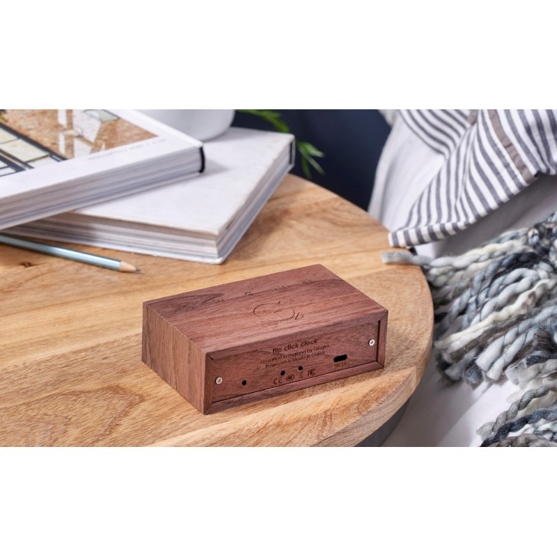 FLIP CLICK CLOCK,Red LED/ Natural Walnut