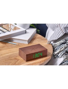 FLIP CLICK CLOCK,Red LED/ Natural Walnut
