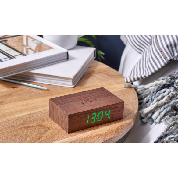 FLIP CLICK CLOCK,Red LED/ Natural Walnut