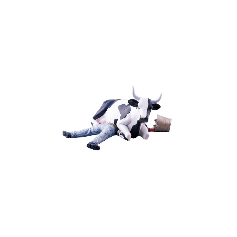 COW SITTING ON MAN/ NI MU  M