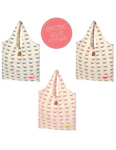 BAG WHALE set, pink, grey, marine