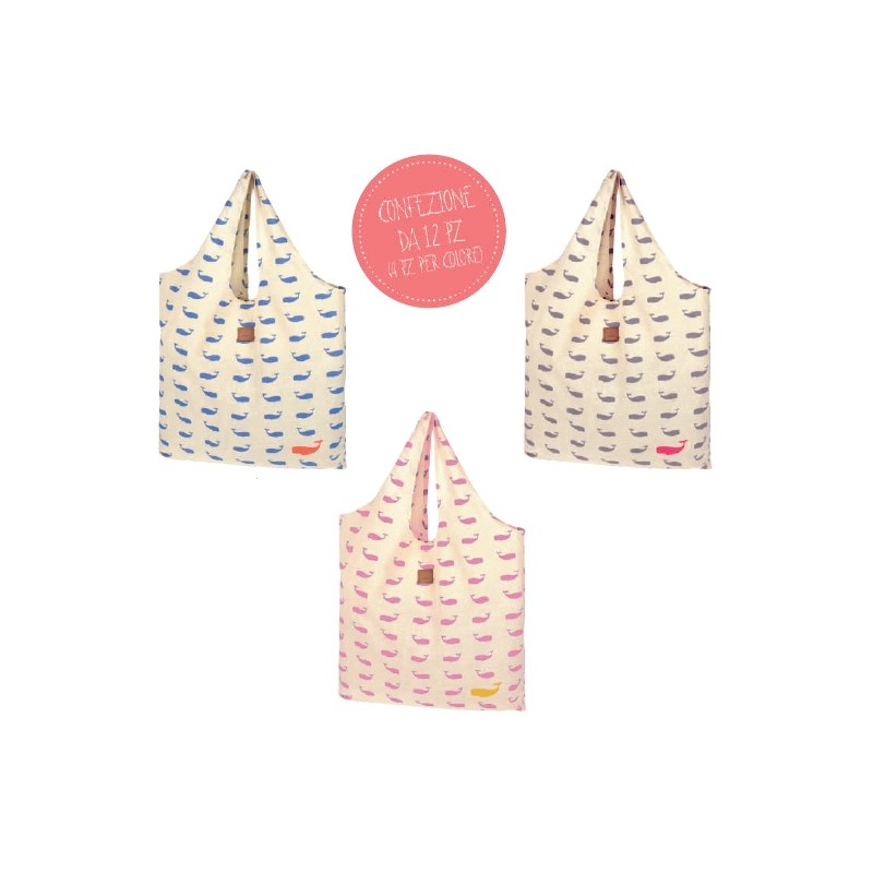 BAG WHALE set, pink, grey, marine