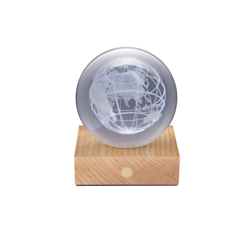AMBER CRYSTAL LIGHT, 3D laser World Globe