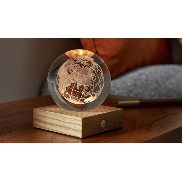 AMBER CRYSTAL LIGHT, 3D laser World Globe