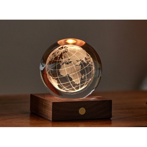 AMBER CRYSTAL LIGHT, 3D laser World Globe