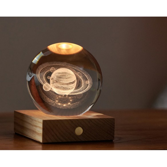 AMBER CRYSTAL LIGHT, 3D laser Saturn