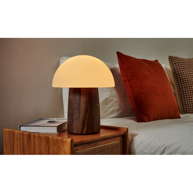 ALICE MUSHROOM LAMP, Large Natural Walnut Wood