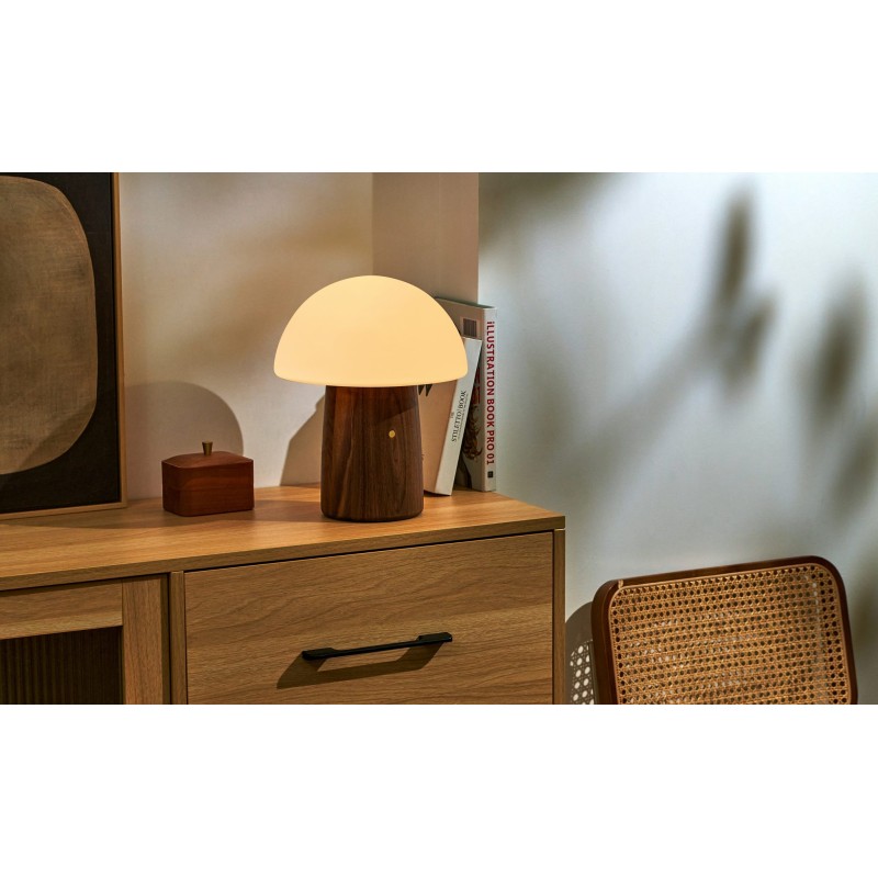 ALICE MUSHROOM LAMP, Large Natural Walnut Wood