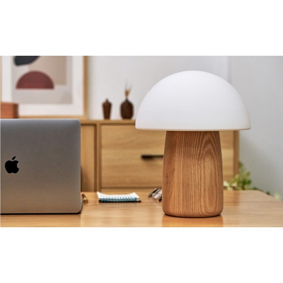 ALICE MUSHROOM LAMP, Large White Ash Wood