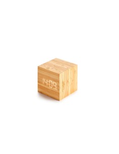 CUBE PLUS CLOCK, natural bamboo wood