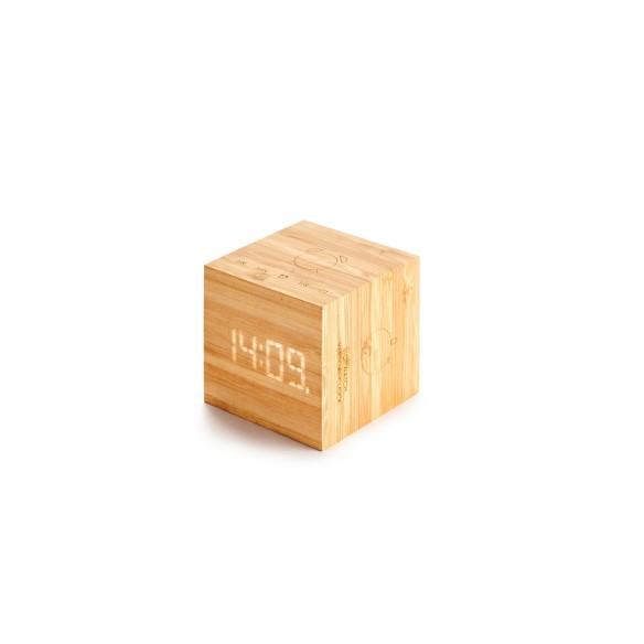 CUBE PLUS CLOCK, natural bamboo wood