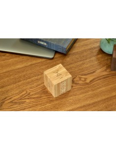 CUBE PLUS CLOCK, natural bamboo wood 2