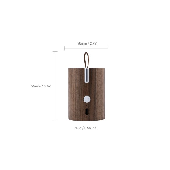 DRUM LIGHT BLUETOOTH SPEAKER, natural walnut wood