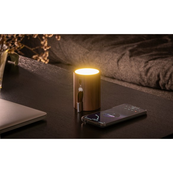 DRUM LIGHT BLUETOOTH SPEAKER, natural walnut wood