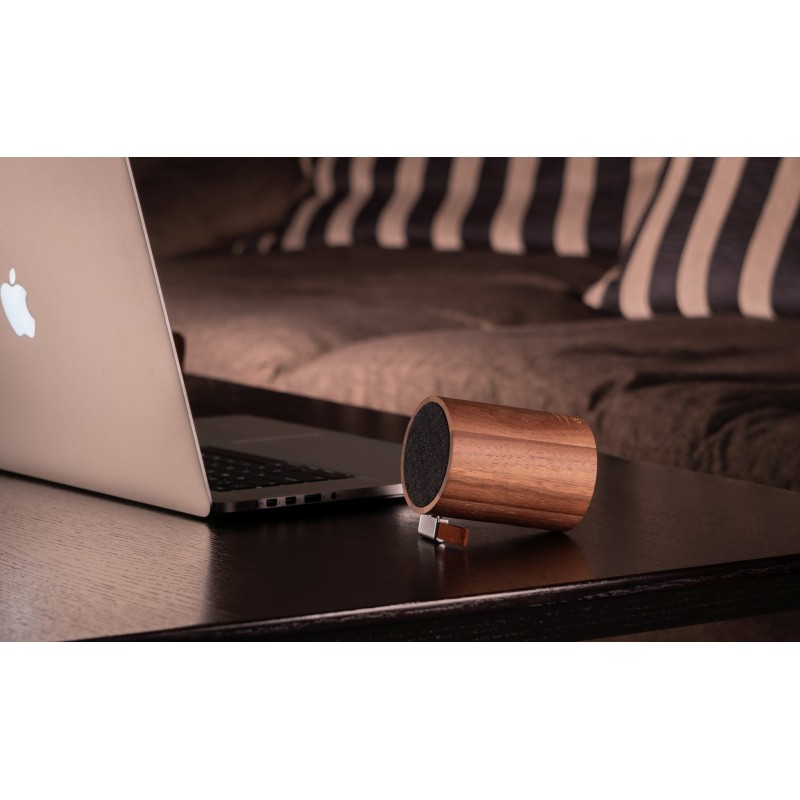 DRUM LIGHT BLUETOOTH SPEAKER, natural walnut wood