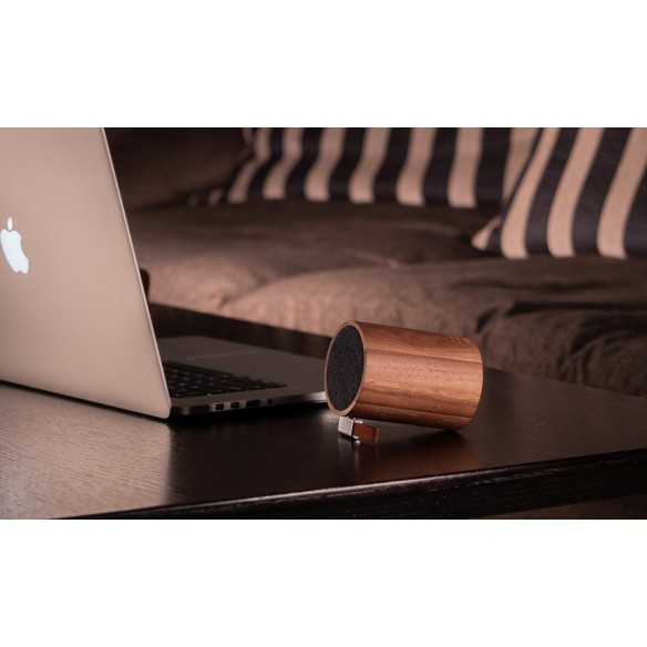 DRUM LIGHT BLUETOOTH SPEAKER, natural walnut wood
