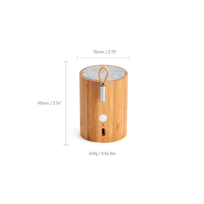 DRUM LIGHT BLUETOOTH SPEAKER, natural bamboo wood