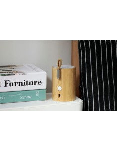 DRUM LIGHT BLUETOOTH SPEAKER, natural bamboo wood 2