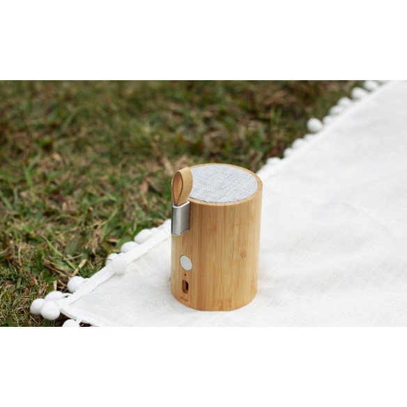 DRUM LIGHT BLUETOOTH SPEAKER, natural bamboo wood