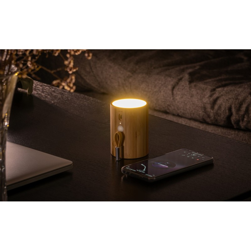 DRUM LIGHT BLUETOOTH SPEAKER, natural bamboo wood