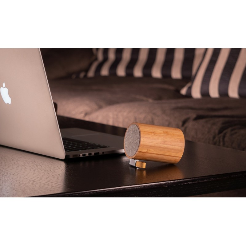 DRUM LIGHT BLUETOOTH SPEAKER, natural bamboo wood