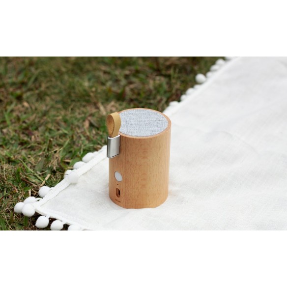 DRUM LIGHT BLUETOOTH SPEAKER, natural beech wood