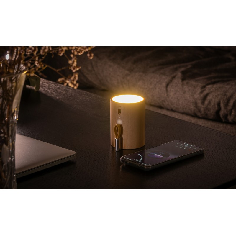 DRUM LIGHT BLUETOOTH SPEAKER, natural beech wood