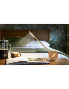 OCTAGON ONE PLUS DESK LIGHT-ALARM CLOCK, Bamboo Wo