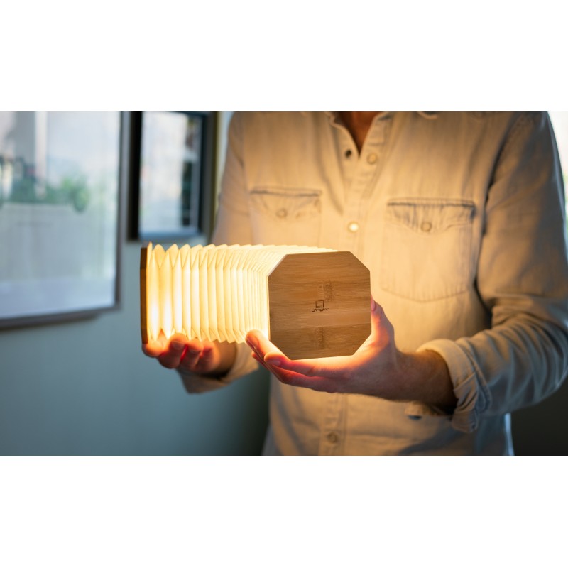 SMART ACCORDION LAMP, natural bamboo wood