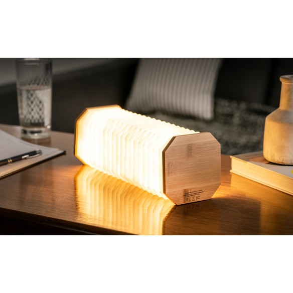 SMART ACCORDION LAMP, natural bamboo wood