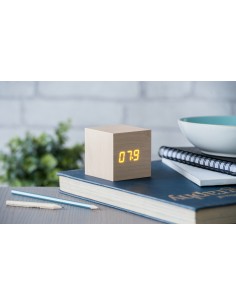 CUBE CLICK  CLOCK, Maple / Orange Led 2