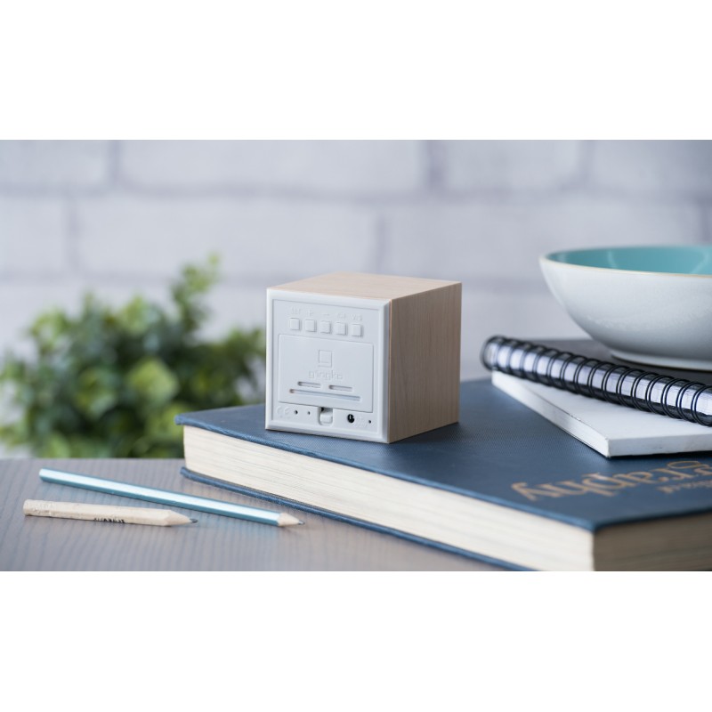 CUBE CLICK  CLOCK, Maple / Orange Led