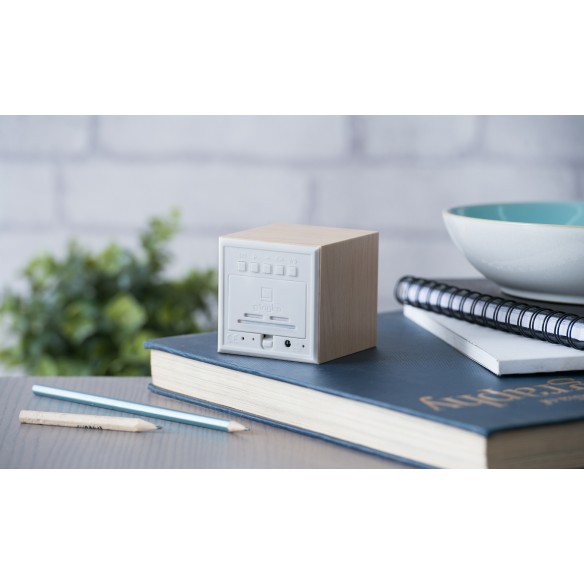 CUBE CLICK  CLOCK, Maple / Orange Led