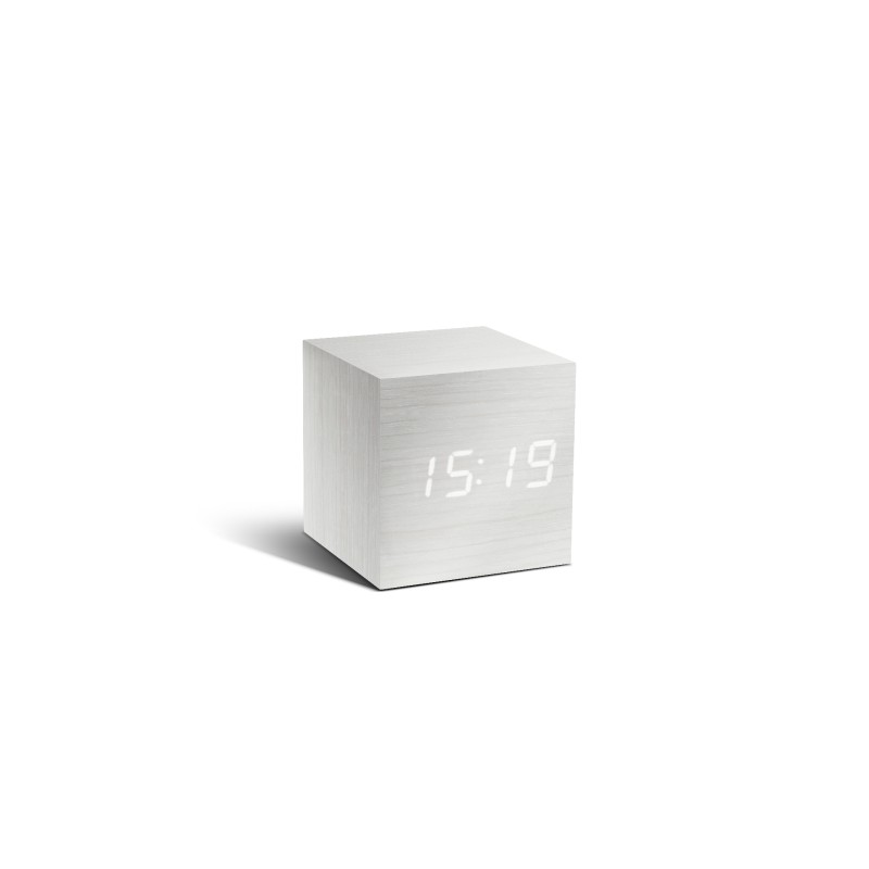 CUBE CLICK  CLOCK, White / White Led