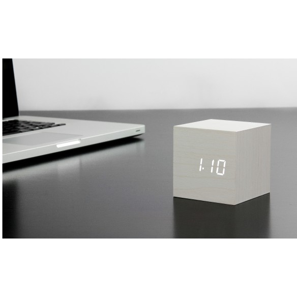 CUBE CLICK  CLOCK, White / White Led