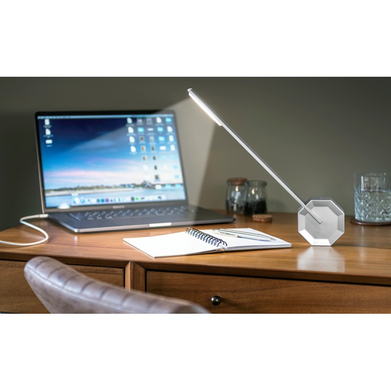 OCTAGON ONE RECHARGEABLE DESK LIGHT, Aluminium