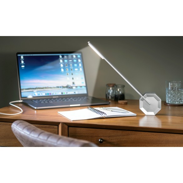 OCTAGON ONE RECHARGEABLE DESK LIGHT, Aluminium