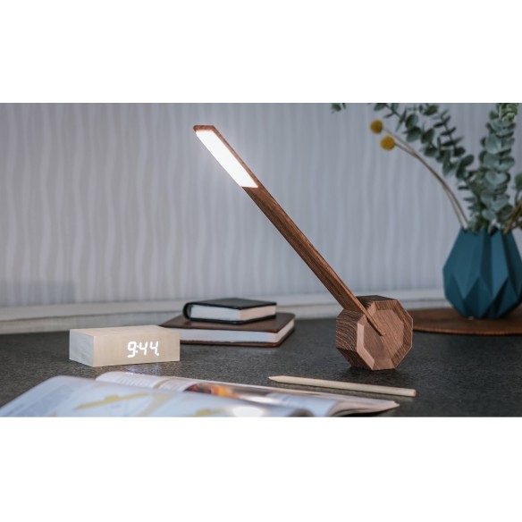 OCTAGON ONE RECHARGEABLE DESK LIGHT, Walnut