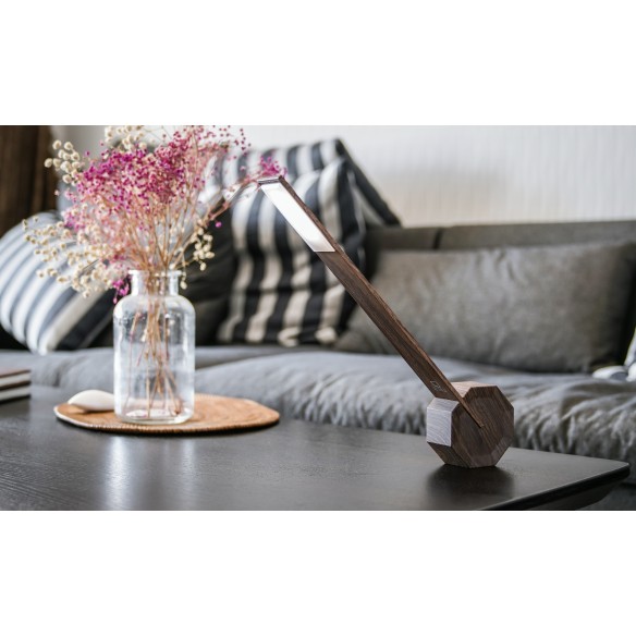 OCTAGON ONE RECHARGEABLE DESK LIGHT, Walnut
