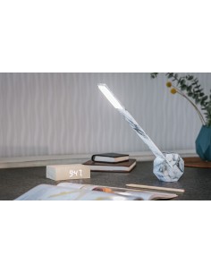 OCTAGON ONE RECHARGEABLE DESK LIGHT, White Marble 2