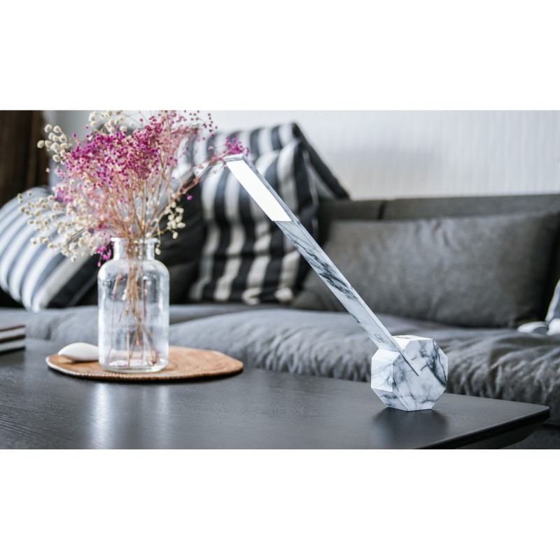 OCTAGON ONE RECHARGEABLE DESK LIGHT, White Marble