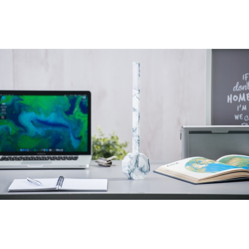 OCTAGON ONE RECHARGEABLE DESK LIGHT, White Marble