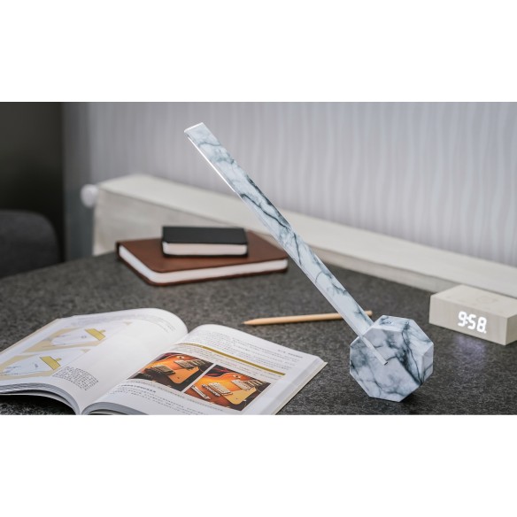 OCTAGON ONE RECHARGEABLE DESK LIGHT, White Marble