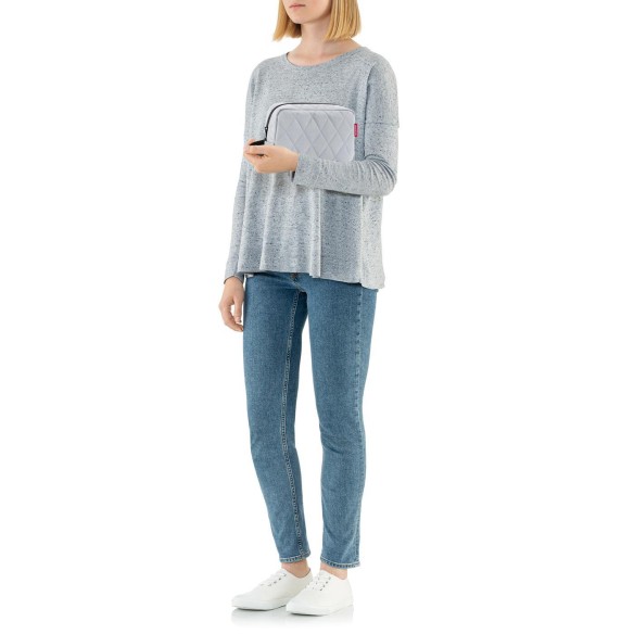 COSMETICPOUCH M Rhombus Light Grey