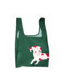 MEDIUM REUSABLE BAG, Dog Pink - Green