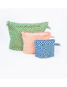 POUCHES SET OF 3, Trippy check