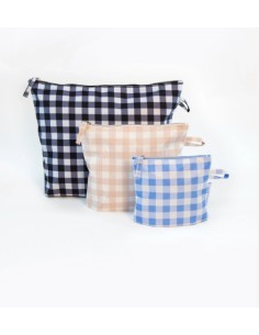 POUCHES SET OF 3, Gingham