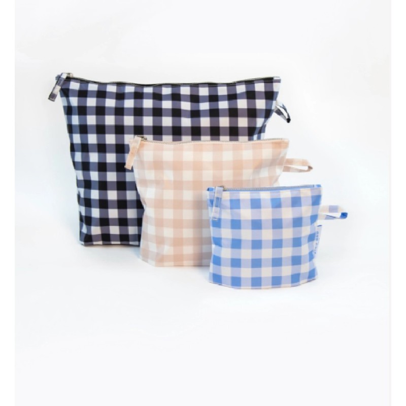 POUCHES SET OF 3, Gingham