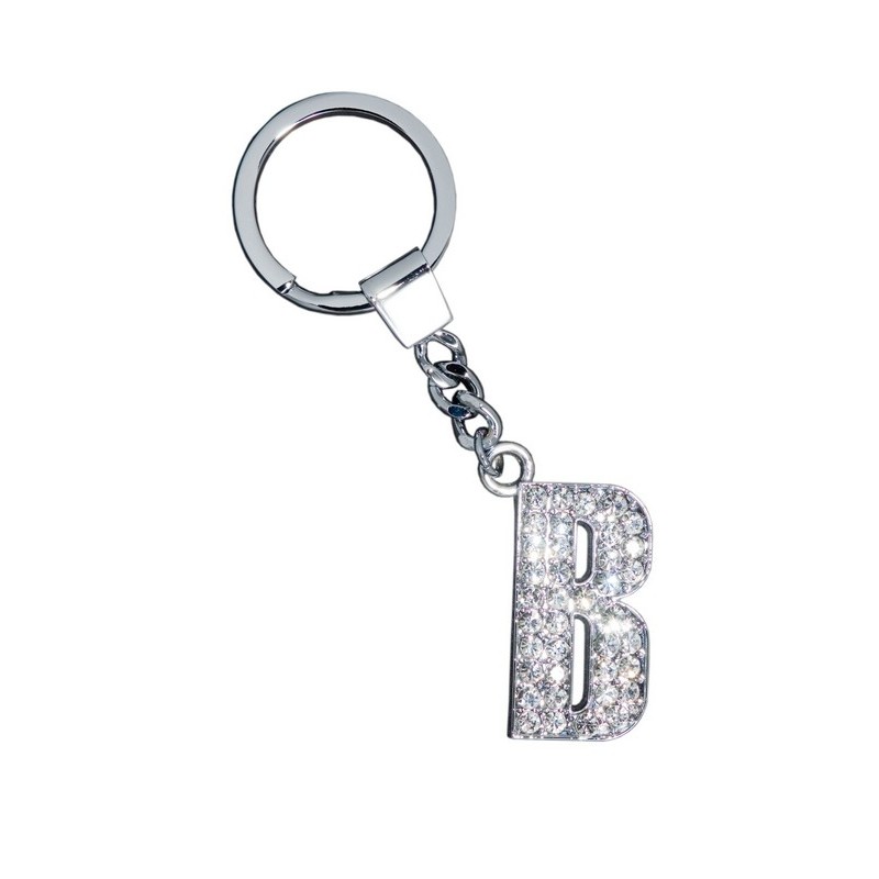 GLAMOUR, KEYRING LETTER B, CLEAR, con cristalli Swarosky